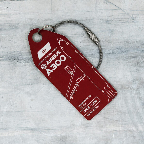 Keychain made of real aircraft skin: Airbus A300 Iberia EC-DLH (red) IB300 red