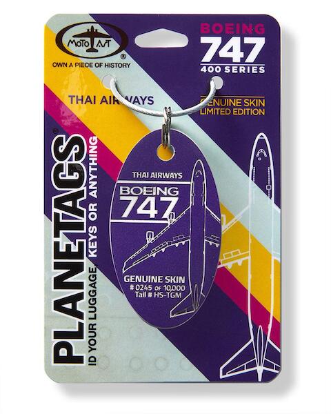 Keychain made of real aircraft skin: Boeing 747 Thai Airways HS-TGM Purple B747 THAI PURPLE