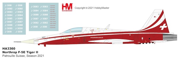 Northrop Grumman RF-5E Swiss Air Force Patrouille Suisse, Season 2021 (with new pilot names decals) HA3361