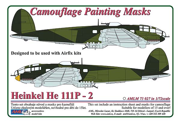 Camouflage Painting masks Heinkel He111P-2 (Airfix) AMLM73027
