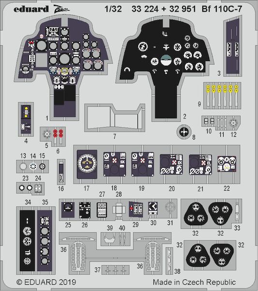 Detailset Messerschmitt BF110C-7 Interior (Revell, Dragon) E32-951