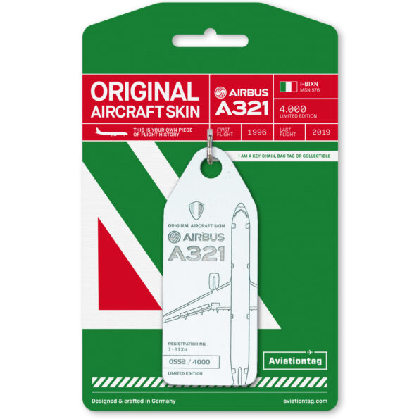 Keychain made of real aircraft skin: Airbus A321 Alitalia I-BIXN I-BIXN