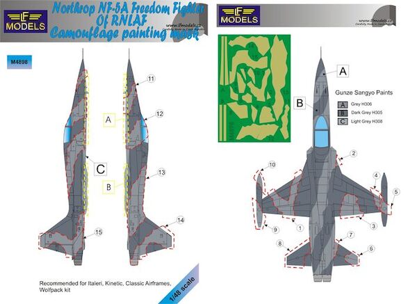NF-5A Freedom Fighter of RNeth AF Camouflage Painting Mask - Grey Scheme LFM4898