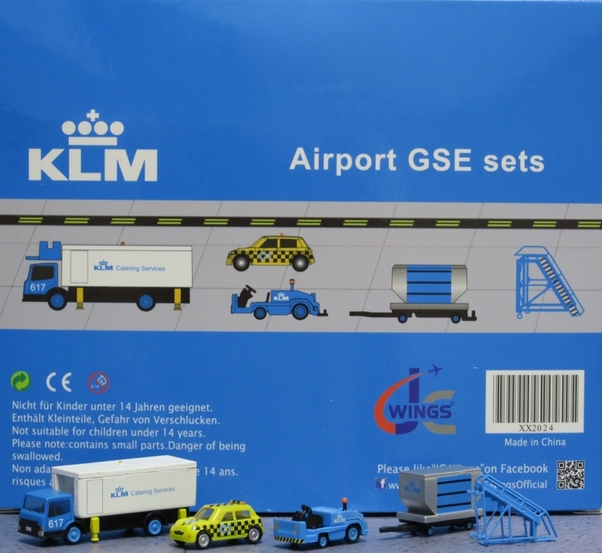 Airport GSE Sets (KLM Catering Truck, Taxi, Tug w/Dolly, Stairs) Set 4 XX2024