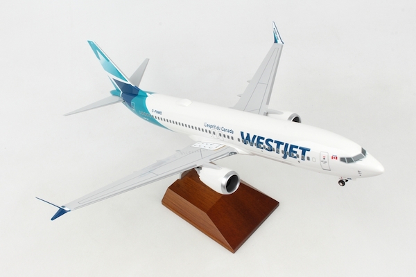 Boeing 737 MAX 8 Westjet C-FTJV W/Wood Stand & Gear  SKR8276