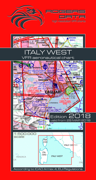 VFR aeronautical chart Italy West - Italia Ovest - Sardinia - Corsica 2018 ROGERS-ITALY-W