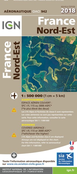 ICAO chart France 942 North East (Nord-Est) Edition 2018 IGN-942