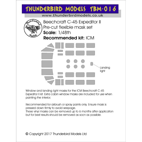 Beechcraft C45 Expeditor paint masks (ICM/Revell) TBM-016