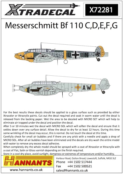 Messerschmitt Bf-110C/Bf-110D/Bf-110E/Bf-110F/Bf-110G (11) X72281