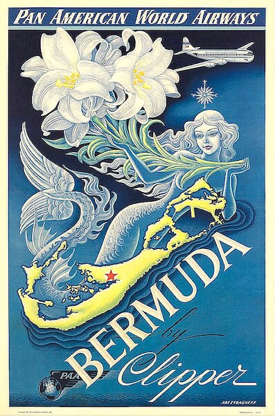 Pan American World Airways - Clipper to Bermuda Vintage metal poster metal sign