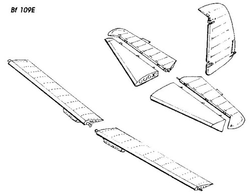 Messerschmitt BF109E Control Surfaces set (Hasegawa) CMKA4057