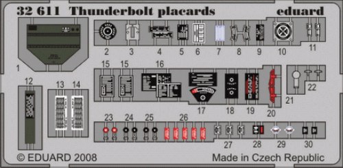 Self Adhesive Placard Set P47D-25 Thunderbolt (Hasegawa) E32-611