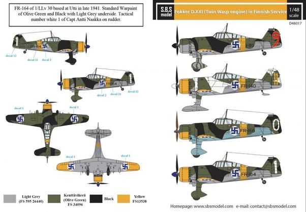 Fokker D.XXI (Twin-Wasp engine) Finnish Air Force WW II SBSD48017