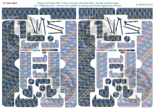 Siemens Schuckert DIII 5 colour lozenge - faded effect & linnen tapes (Eduard) ATTSSW4802