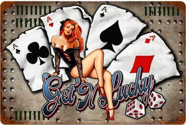 Get'n Lucky Four of a kind Aces - pin up metal poster metal sign  V4-GETN LUCKY