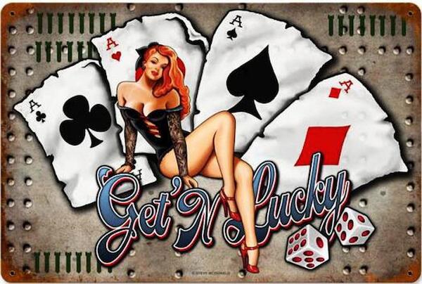 Get'n Lucky Four of a kind Aces - pin up metal poster metal sign