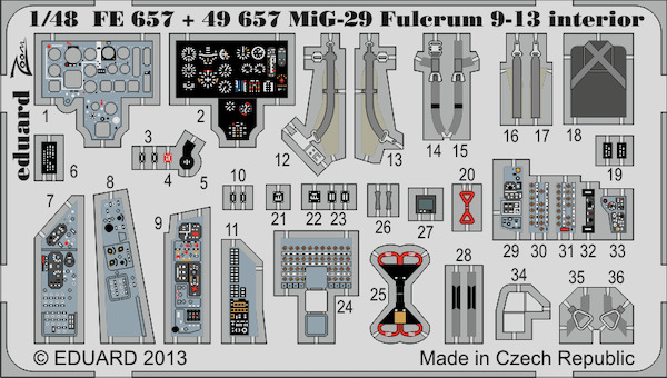 Detailset Mikoyan MiG29 Fulcrum 9-13 Interior Self Adhesive (Great Wall) FE657