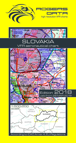 VFR aeronautical chart Slovakia 2018 ROGERS-SLOVAKIA