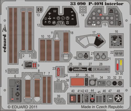 Detailset Curtiss P40M Interior Self Adhesive (Hasegawa) E33-090