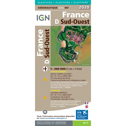 ICAO chart France 943 South West (Sud-Ouest) Edition 2020 IGN-943