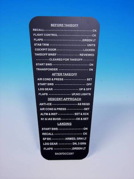 B737 Checklist board (for yoke mounting only !) AYC845