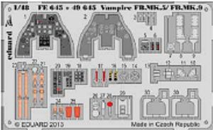 Detailset De Havilland Vampire FB MK5/FB MK9 Interior Self Adhesive (Trumpeter) E49-645