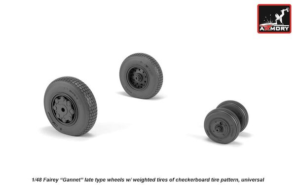 Fairey Gannet late type wheels with weighted tires and blocked Pattern AR AW48411