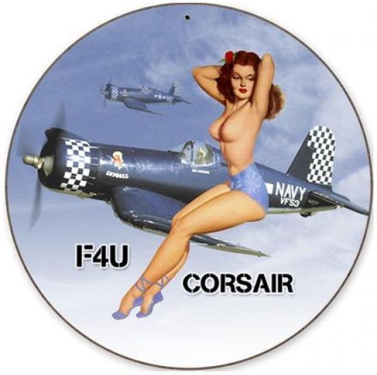 Corsair Nude Round Metal Sign - pinup PTS-V168
