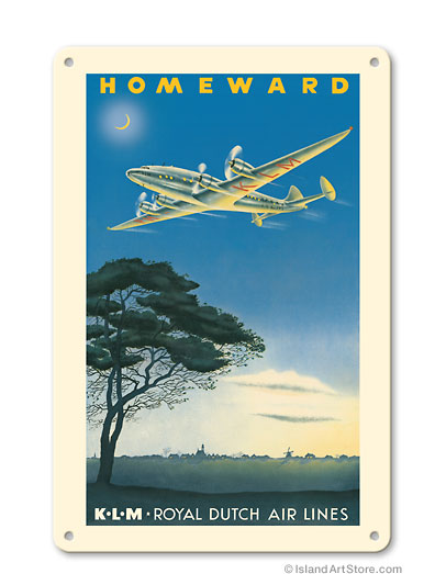 Homeward to Netherlands - KLM Royal Dutch Airlines - c. 1944 Vintage metal poster metal sign MTSA9307