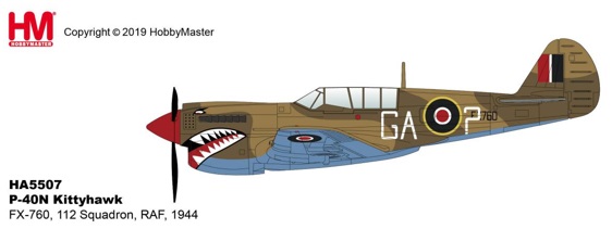 P40N Kittyhawk FX-760, 112 Squadron, RAF, 1944 HA5507