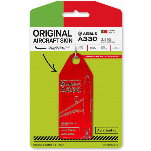 Keychain made of real aircraft skin: Airbus A330 TAP Air Portugal CS-TOI CS-TOI