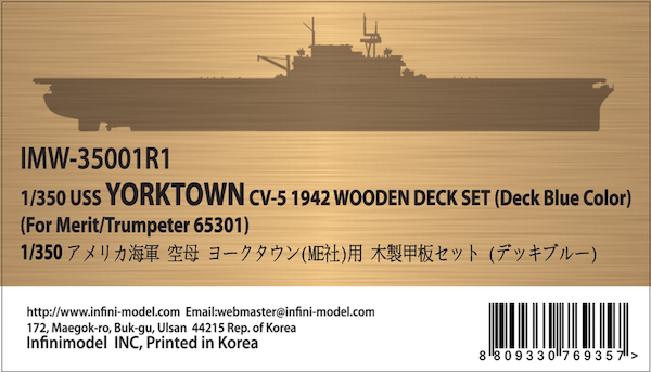 US Aircraft Carrier USS Yorktown CV5  1942 Wooden deck (Deck Blue Colour)  IMW-35001R1