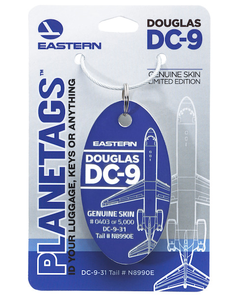 Keychain made of real aircraft skin: Douglas DC-9 N8990E Eastern Airlines (blue) DC-9 N8990E BLUE