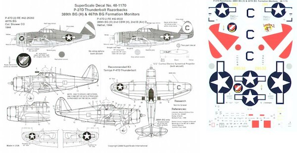 48-1170 P47D Thunderbolt Bubbletop (389Bg(h) & 467 BF Formation Monitors) 48-1170