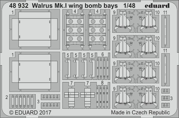 Detailset Walrus MK1 Wing Bomb Bays (Airfix) E48-932