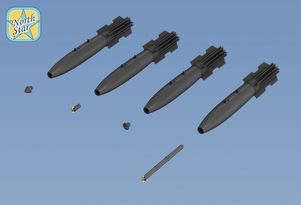 MK82 Snakeye 500lb bomb with MK15 Mod IV fin (6x) NS72082A