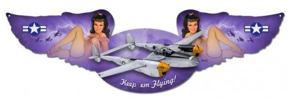 P-38 Lightning: Keep em Flying Metal Sign / pin up PTS-BLV002