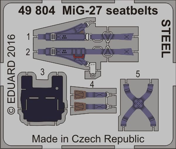 Detailset Mikoyan MiG27 Flogger Seatbelts - STEEL- (Trumpeter) E49-804