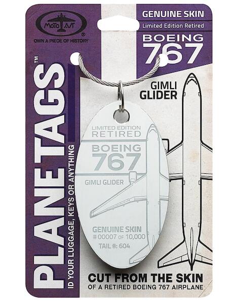 Keychain made of real aircraft skin: Boeing 767 GIMLI Glider C-GAUN Air Canada 767 GIMLI