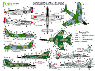 Latin American Air Forces (F51D Uruguay, F86F Colombia, A4AR Argentina, MiG29 Peru, F1 Equador) 48-14