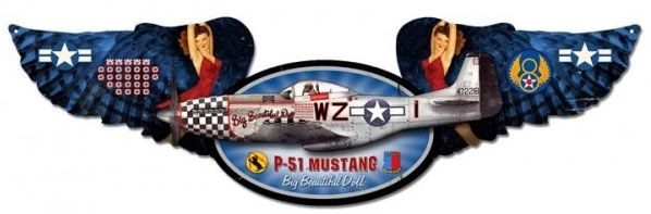 Mustang Wings Metal Sign - pinup PTS-FE005