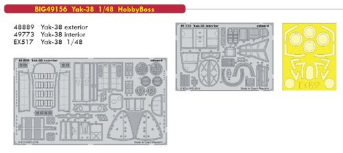 Detailset Yakovlev Yak38 Forger (Hobby Boss) BIG49156