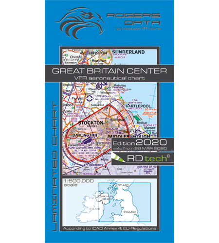 VFR aeronautical chart Great Britain Center 2020 ROGERS-GB-C