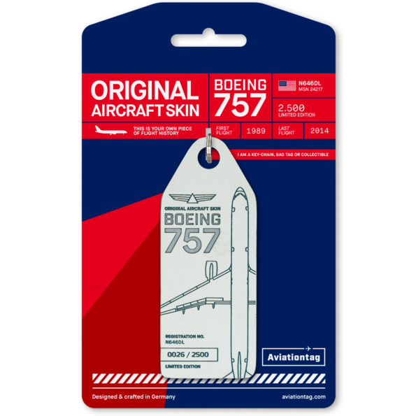 Keychain made of real aircraft skin: Boeing 757-200 Delta N646DL 4260411670308