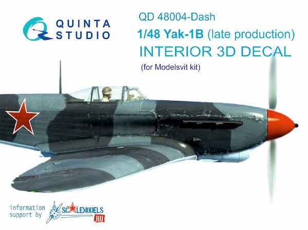 Yakovlev Yak1B (Late Production) 3 Interior 3D Decal for Modelsvit and Southfork) QD48004-DASH