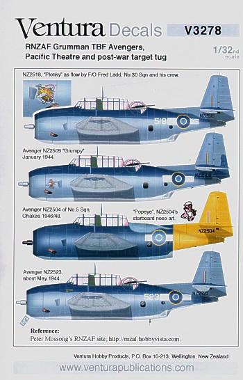 RNZAF Grumman TBF Avengers, pacific theatre and Post War target tug V3278