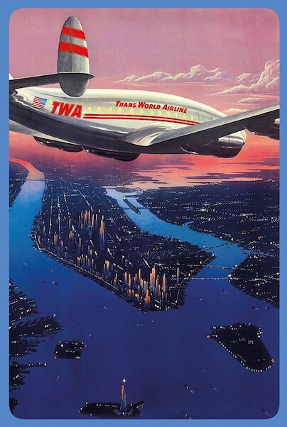 Manhattan New York City - Trans World Airlines TWA Vintage metal poster metal sign AV0046