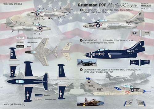 Grumman F9F Panther and Cougar PRS72-113