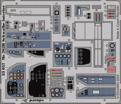 Detailset Messerschmitt ME262B Schwalbe Interior -Self Adhesive (Trumpeter) E33-057