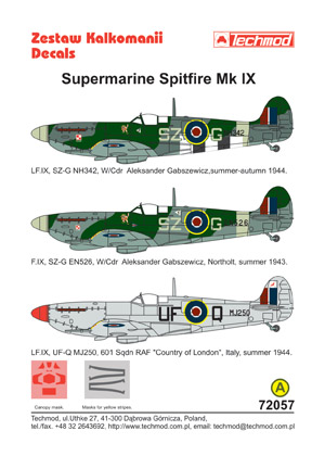 Techmod Decals 1/32 SUPERMARINE SPITFIRE Mk.IX Fighter 